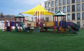 A-Turf on artificial grass playground at Abbey Kelly Foster Regional Charter School