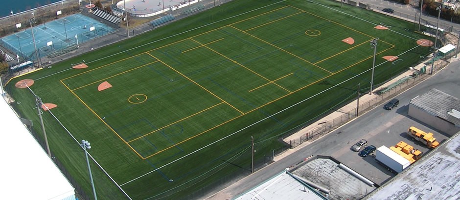 A-Turf artificial turf lacrosse and baseball field at City of Long Beach NY facility