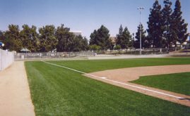 A-Turf used on basbeall field with artificial turf at Seoul International Park in Los Angeles, CA