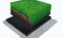 A-Turf Titan 3D rendering with rubber & sand infill and ShockPad underneath.