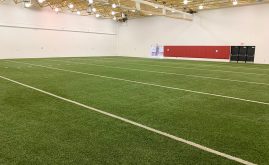 Erie Community College Indoor Gym Featuring Repurposed artificial grass field turf field