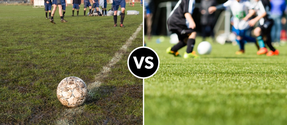 natural grass vs artificial grass field turf