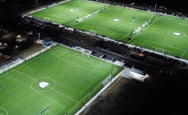 aerial view of soccer artificial grass field turfs