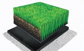 A-Turf Titan DiamondBlade 3D rendering with rubber & sand infill and ShockPad underneath.